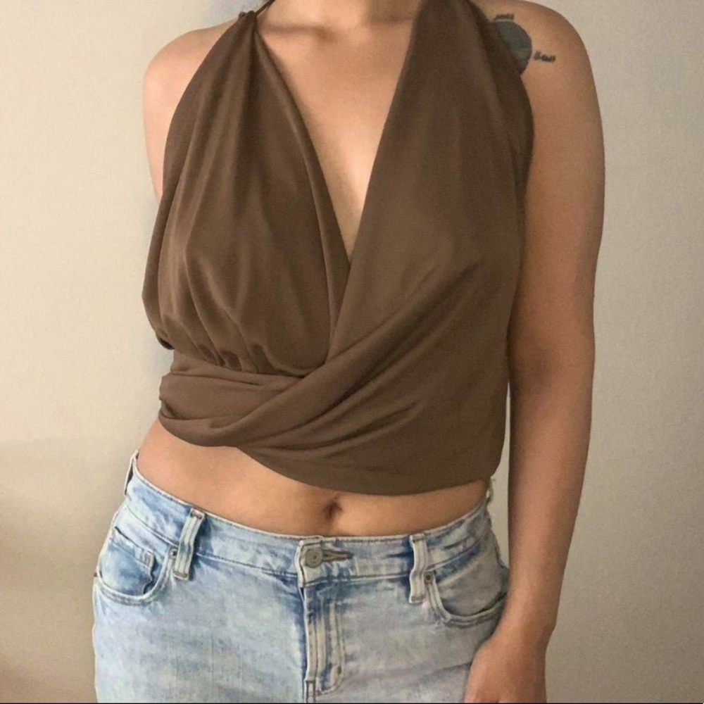 Zara sexy plunge asymmetrical blouse